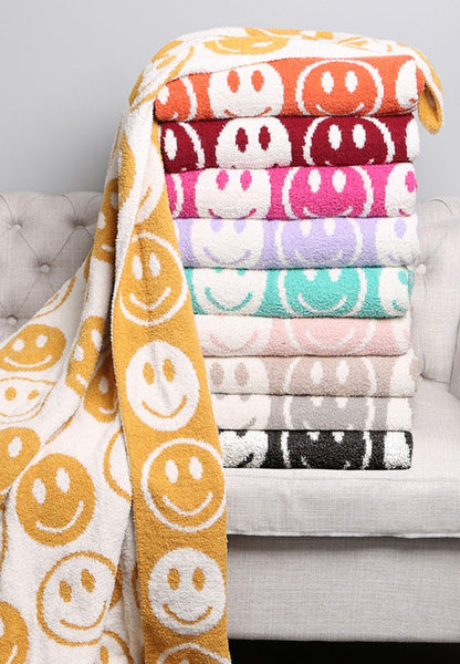 HAPPY FACE THROW - HOT PINK