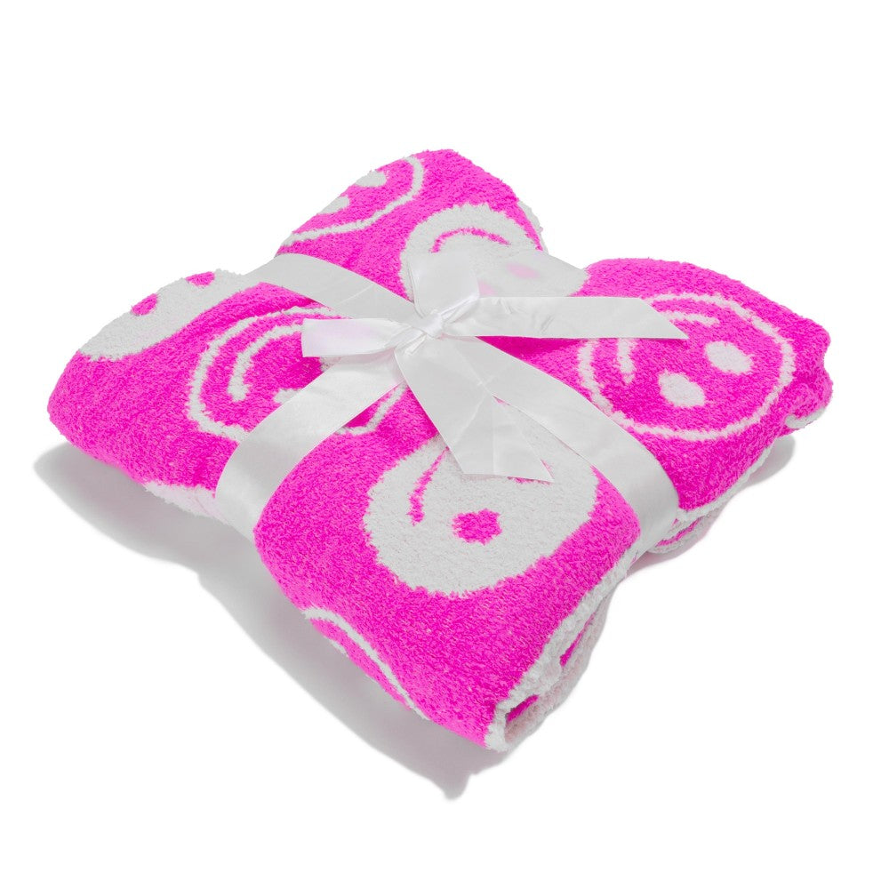 HAPPY FACE THROW - HOT PINK