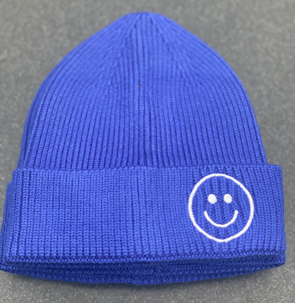 SMILEY BEANIE HAT - BLUE